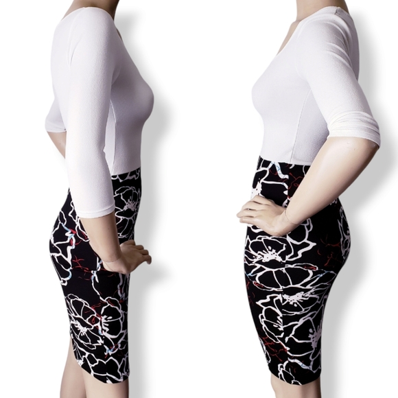 Black & White Floral Paneled Dress by Maxi Faldas - Picture 4 of 9